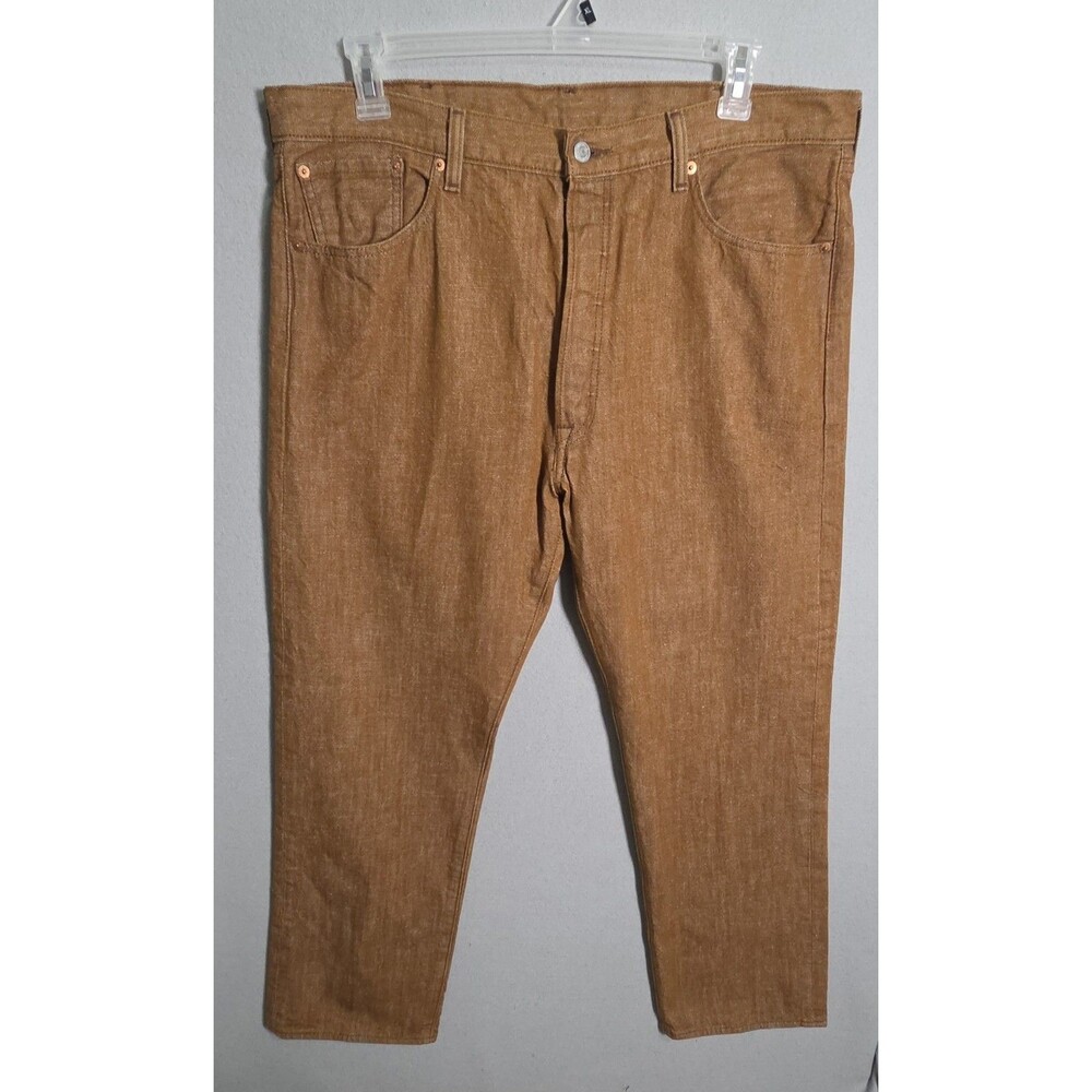 Levi's 501 Jeans Mens 40x29 (40×32 Tag) Brown White Oak Cone Denim Selvedge